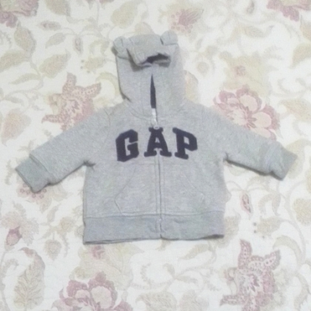 Baby Gap zipper front grey hoodie US 0-3M